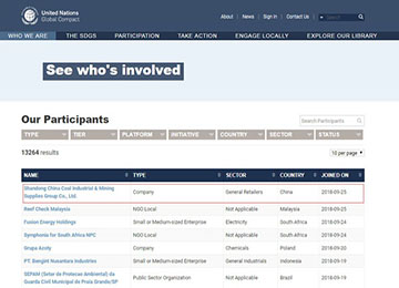 Congratulations To China Coal Group As A Member Of The United Nations Global Compact